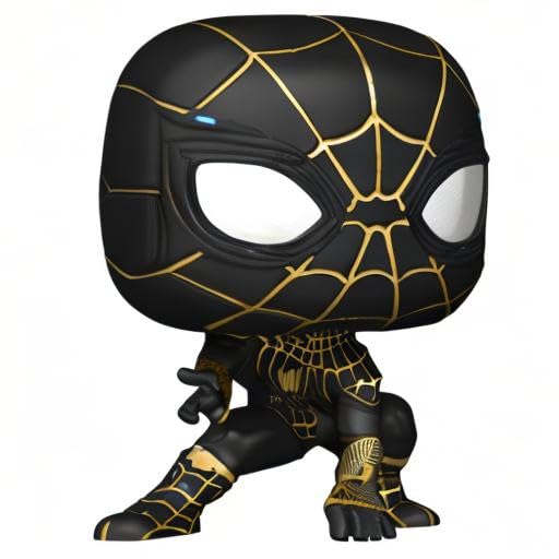 Funko Pop Spider-Man No Way Home black and gold suit front close-up