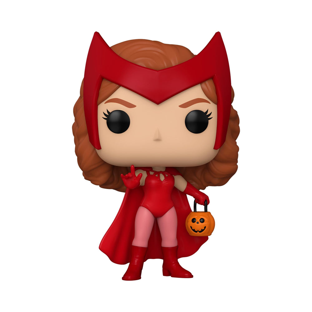 Funko Pop! Marvel WandaVision Halloween Wanda costume detail showcases Scarlet Witch-inspired attire.