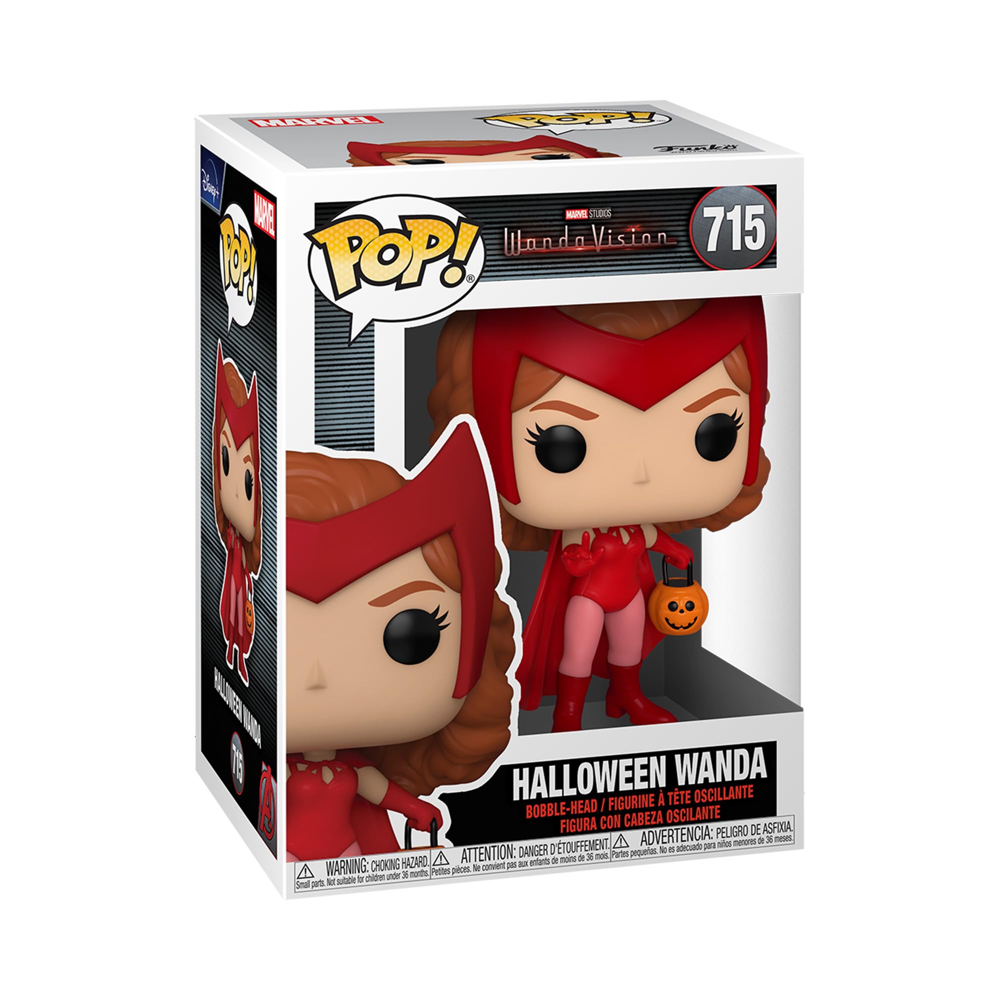 Funko Pop! Marvel WandaVision Halloween Wanda in window box, ideal display piece for collectors.