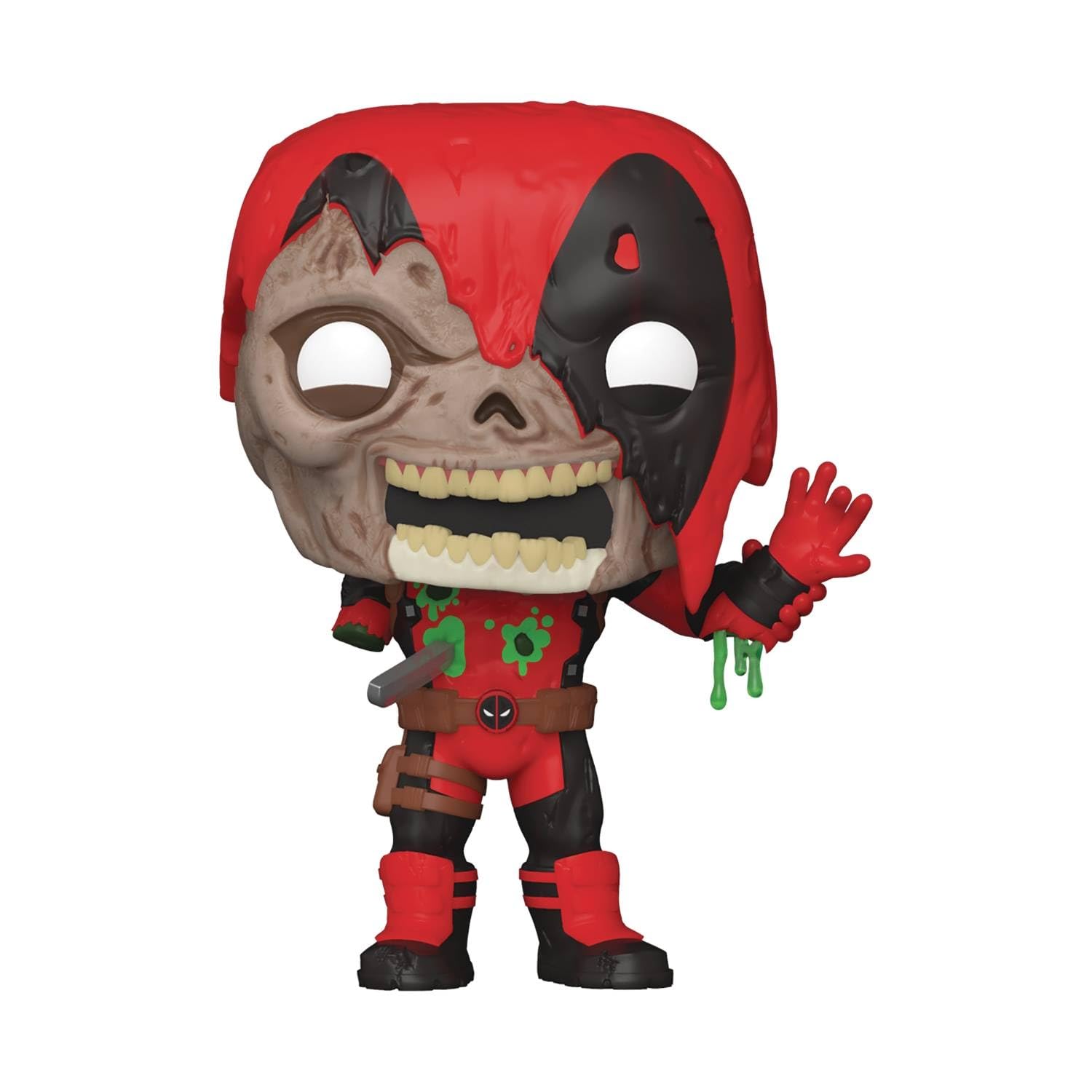 Funko Pop Marvel Zombies Deadpool figure for shelf display and collection
