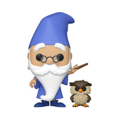 Funko Pop Merlin Archimedes side detail highlights vibrant paint for shelf appeal.