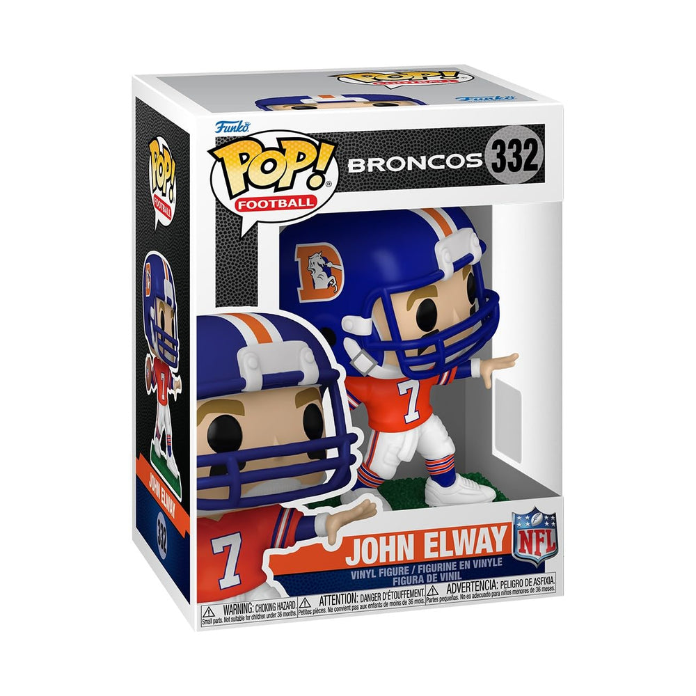 Funko Pop John Elway in Broncos colors, a perfect display and gifting collectible.