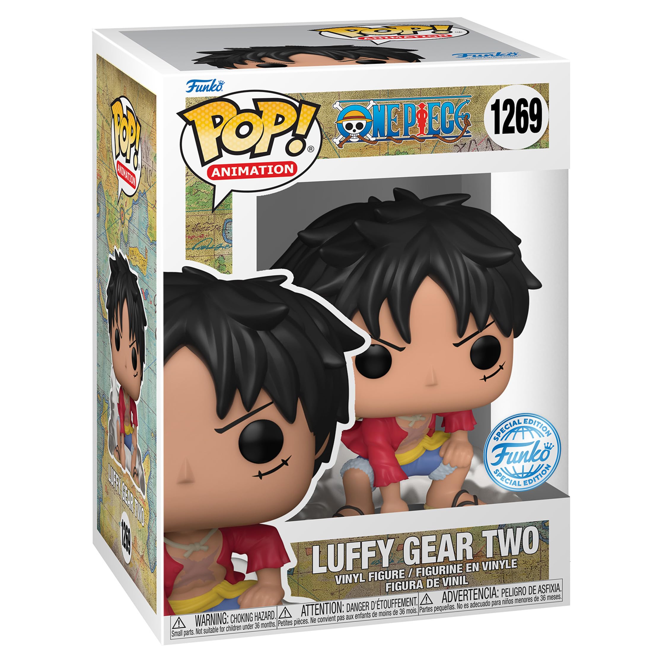 Funko Pop One Piece Luffy Gear Two figure in dynamic pose for shelf display.