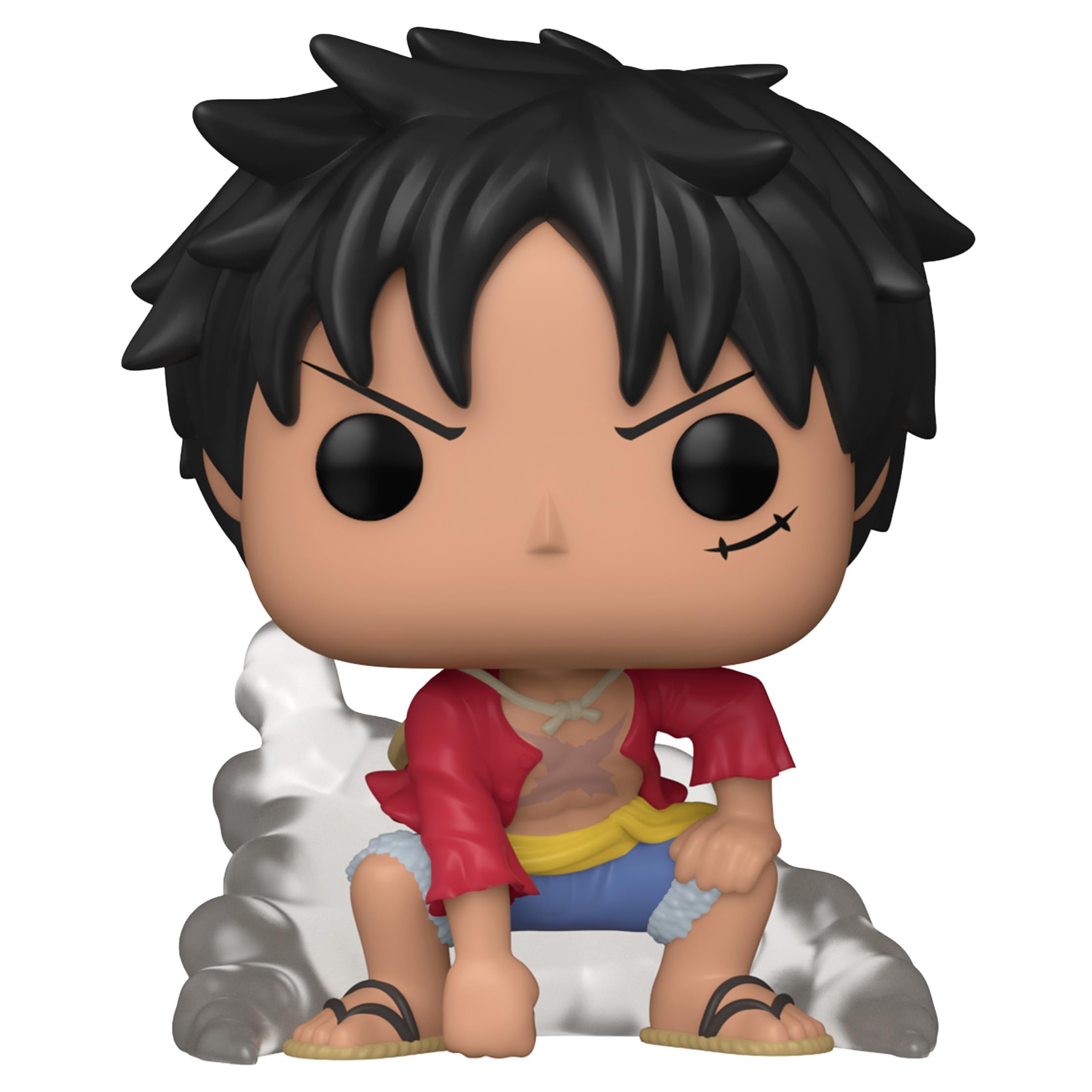 Closeup of vibrant colors and meticulous details on Luffy Gear Two Funko figure.