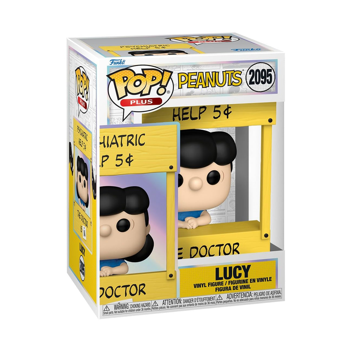 Funko Pop! Plus Lucy figure, classic Peanuts design, ideal for desk display and collections.