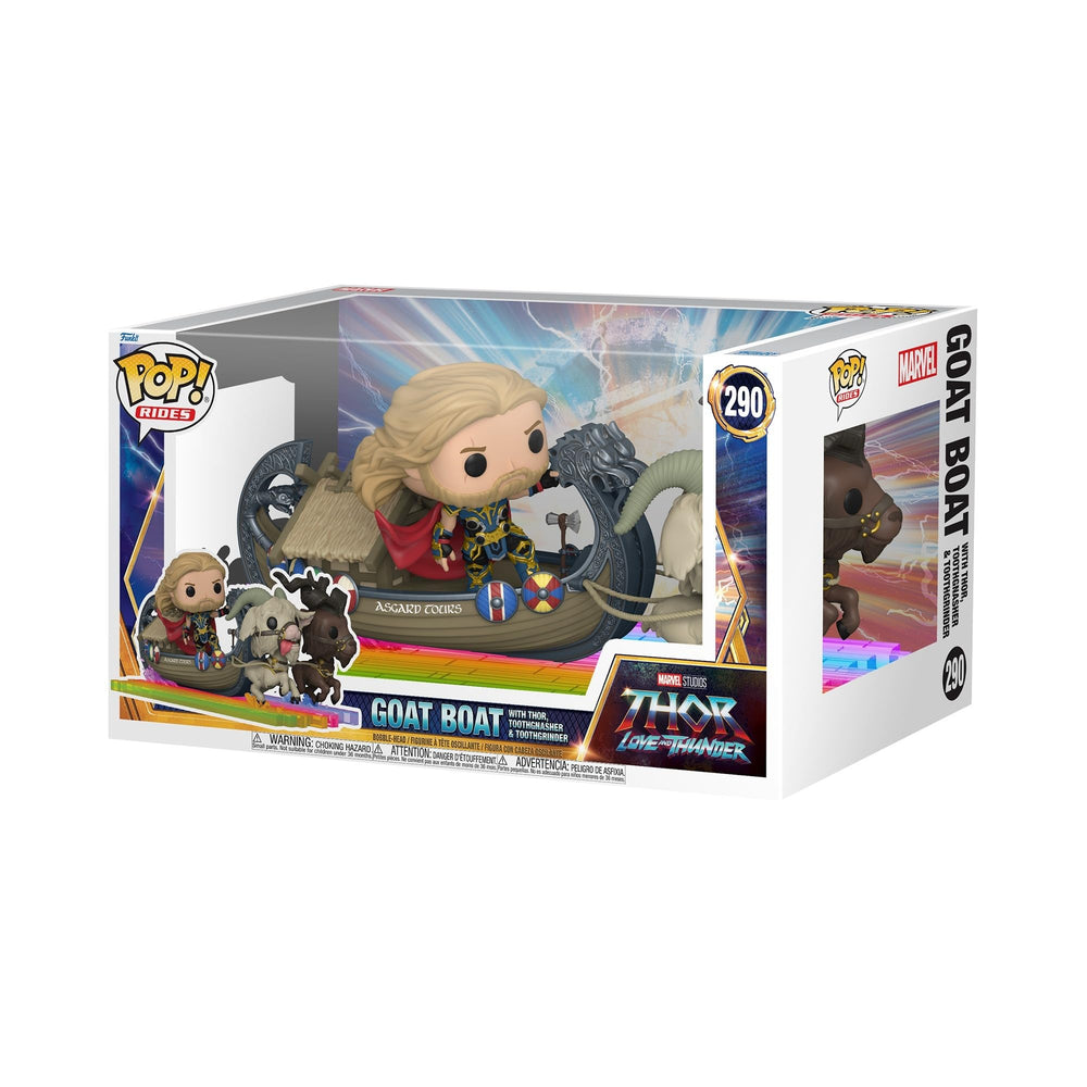 Funko Pop! Ride Thor on Goat Boat front view, ideal centerpiece for Marvel shelf displays.