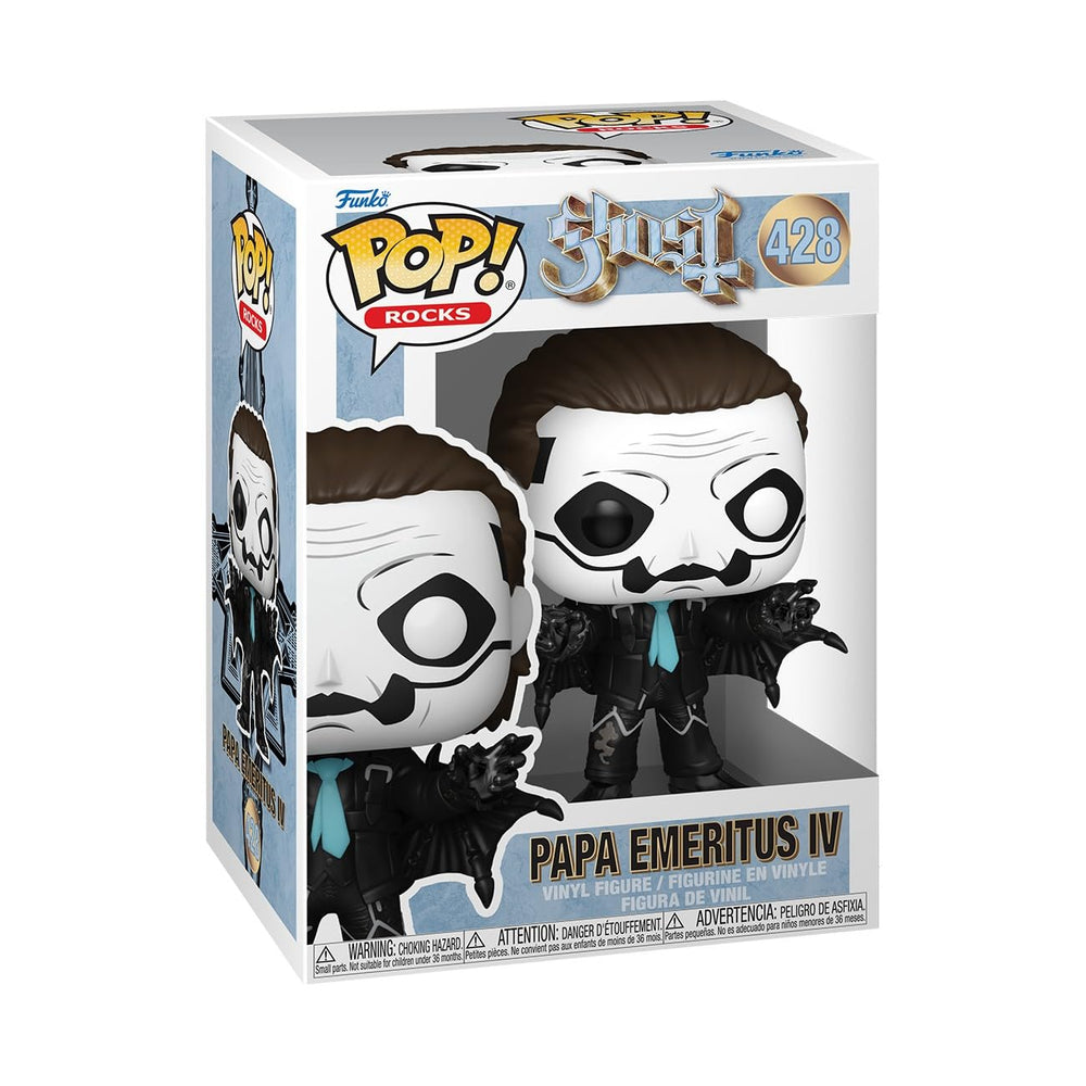 Funko Pop! Rocks Ghost Band Papa Emeritus IV in bat ensemble for display.