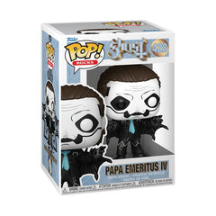 Funko Pop! Rocks Ghost Band Papa Emeritus IV in bat ensemble for display.