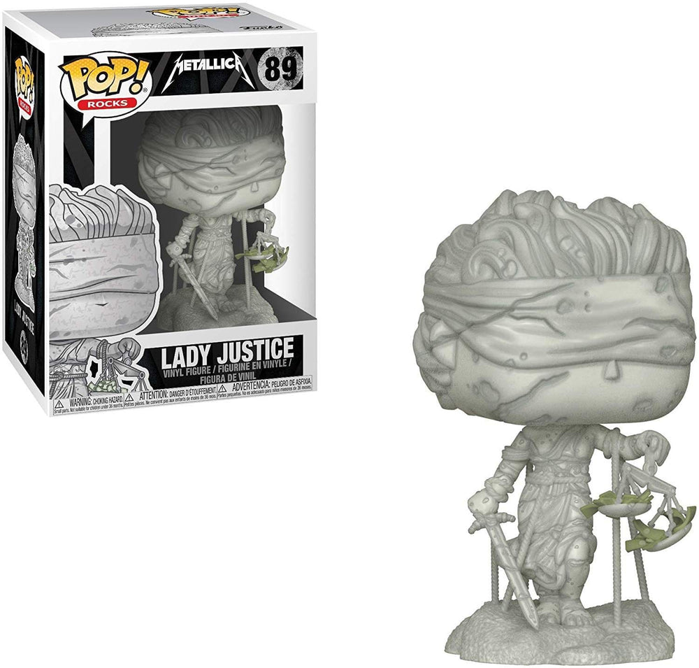 Funko Pop Rocks Metallica Lady Justice figure front view, ideal for display shelves