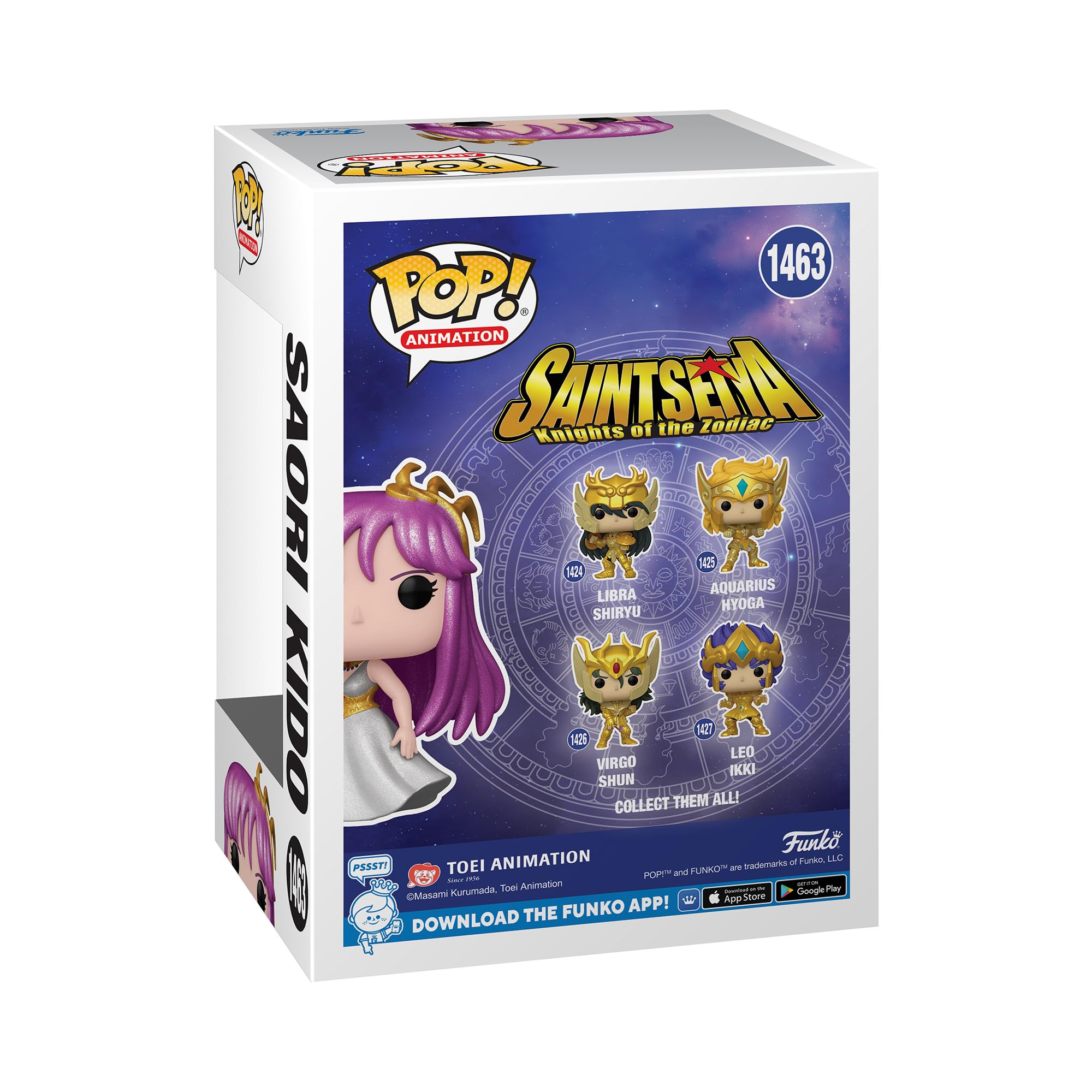 Funko Pop Saint Seiya Athena pose detail elevates display aesthetics.