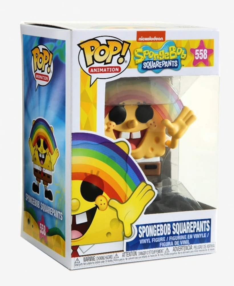 Funko Pop! Spongebob Rainbow side view highlights bold colors for shelf display