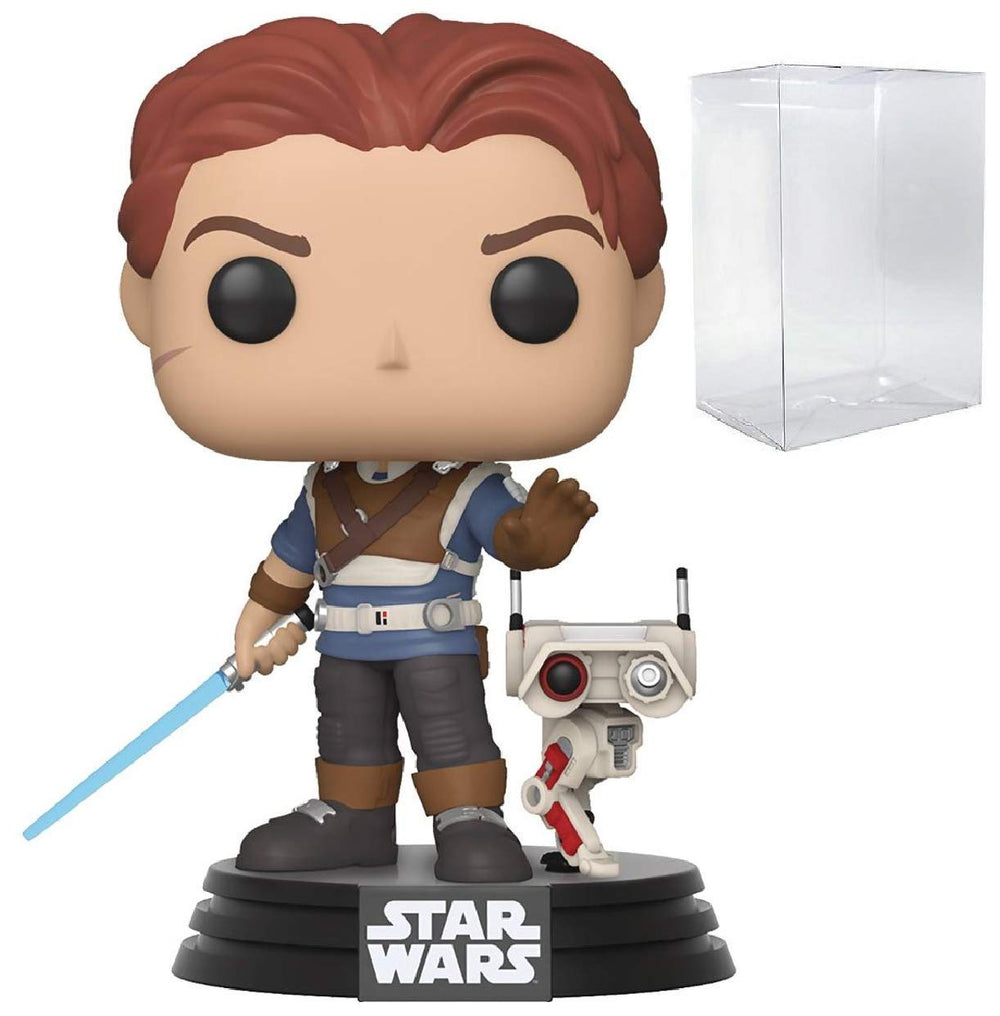 Funko Pop Star Wars Cal Kestis with BD-1 front view ready for display and collection.