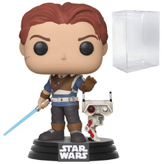 Funko Pop Star Wars Cal Kestis with BD-1 front view ready for display and collection.