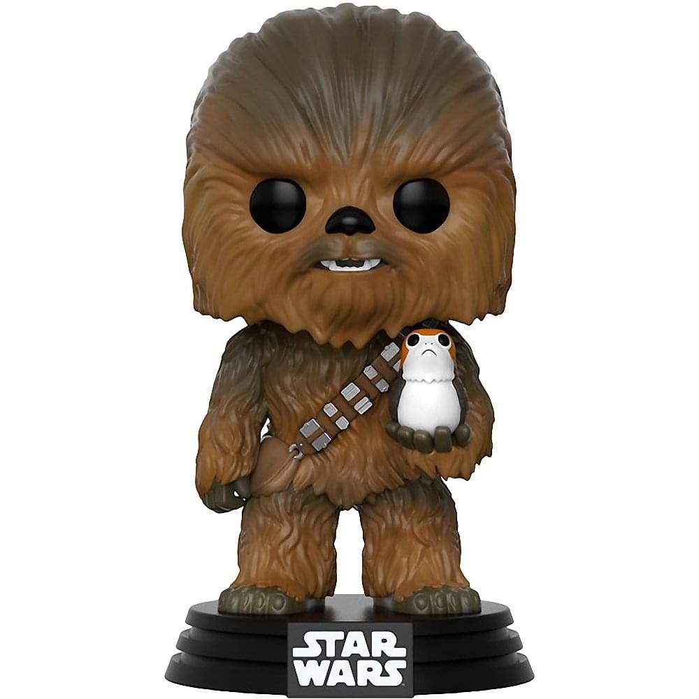 Funko Pop Star Wars Chewbacca figure ready for display on shelf.