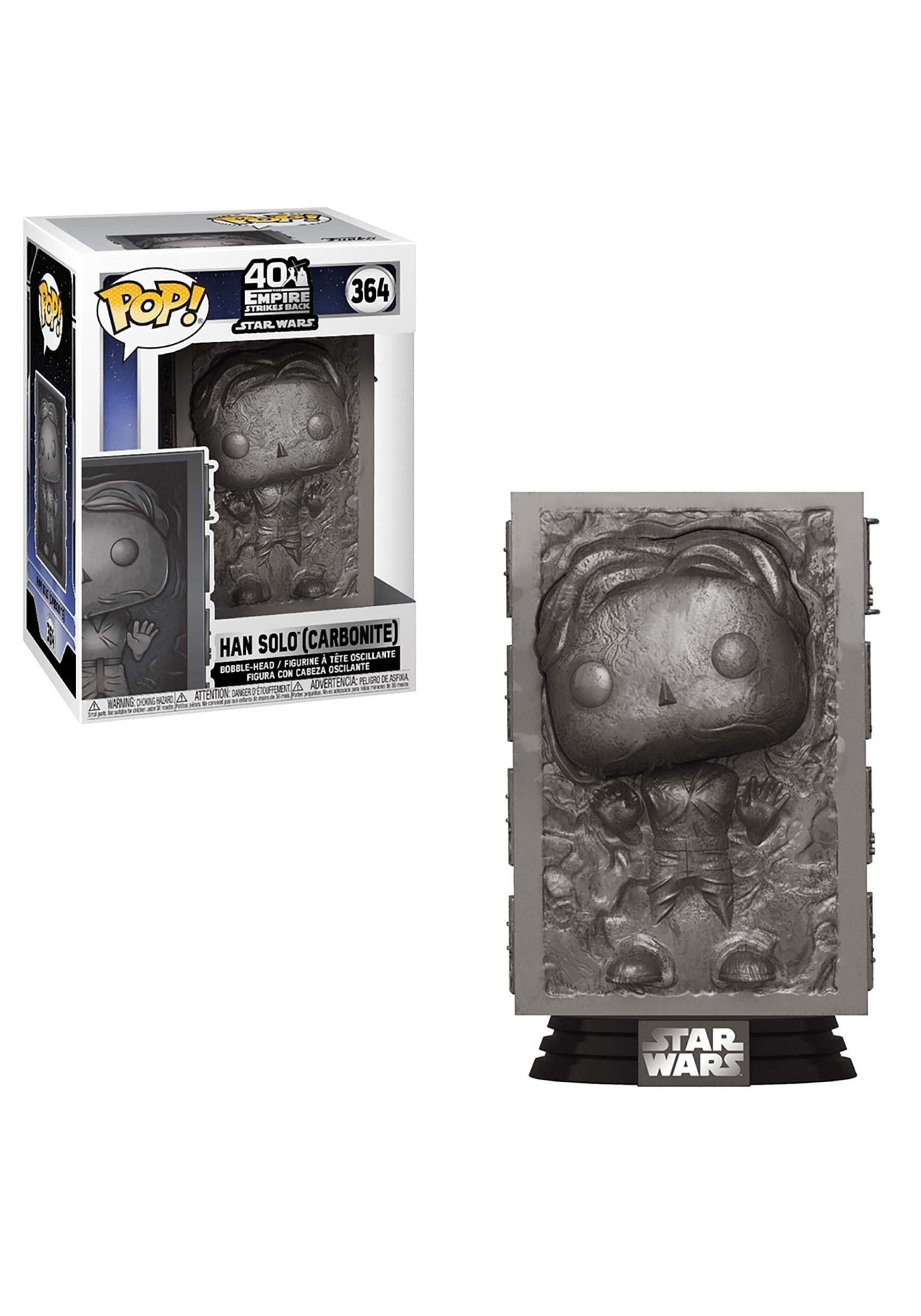 Funko Pop Star Wars Han Solo in Carbonite front view for shelf display