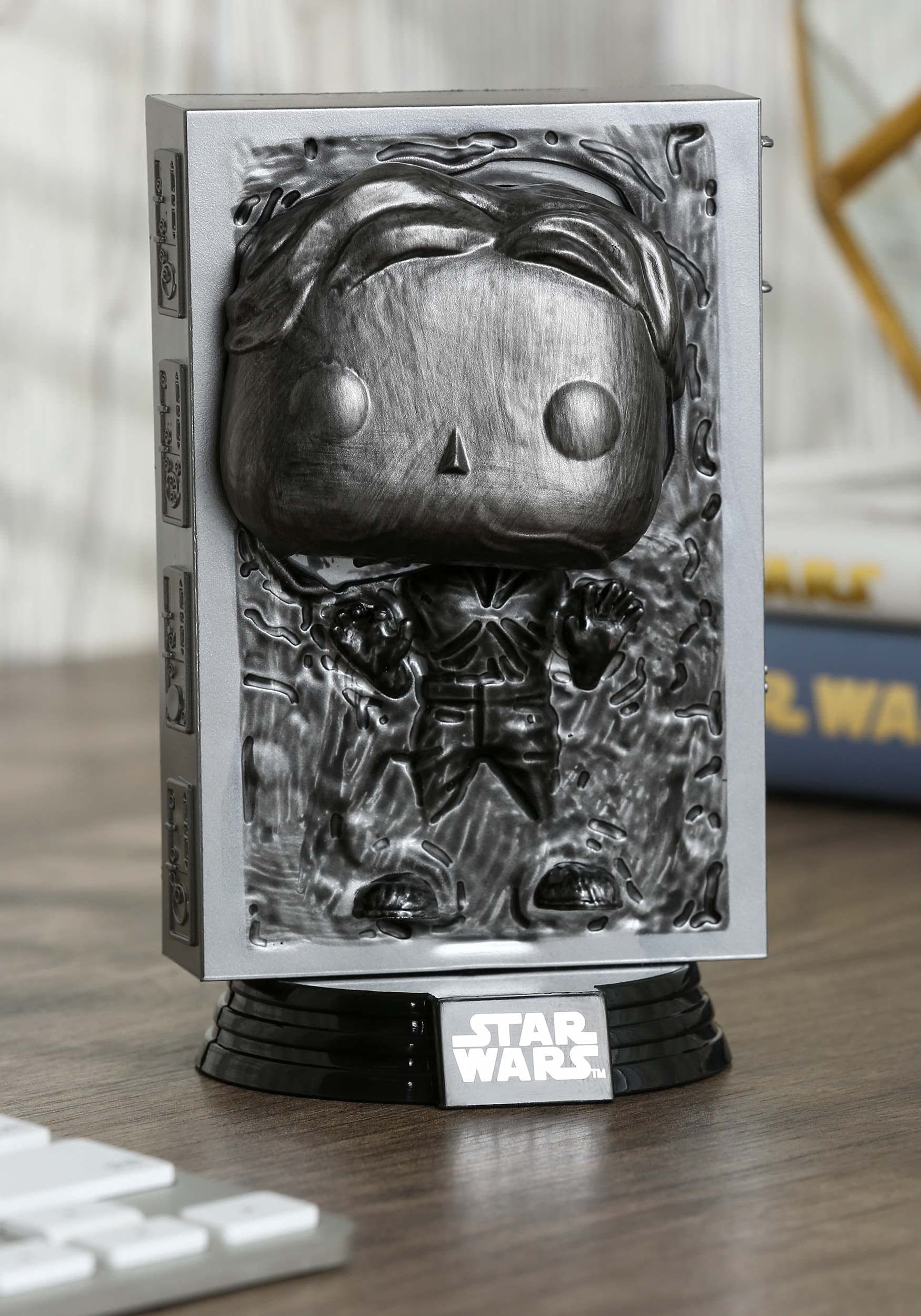 Funko Pop Star Wars Han Solo in Carbonite side view for display
