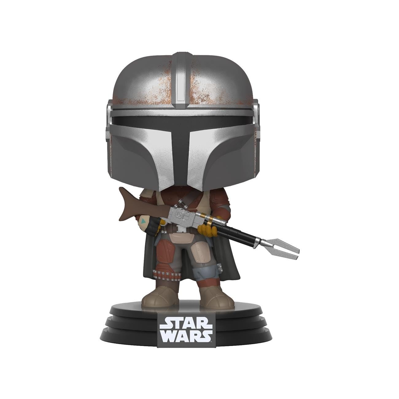 Funko Pop Star Wars Mandalorian figure on desk, ideal for a compact display.
