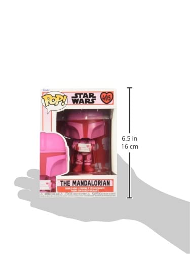 Funko Pop! Star Wars Valentines Mandalorian with message at feet for playful display.