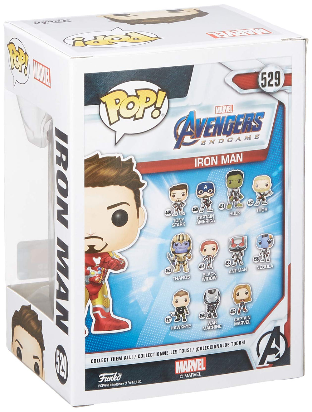 Funko Pop Tony Stark stylized 3-3/4 inch figure for display.