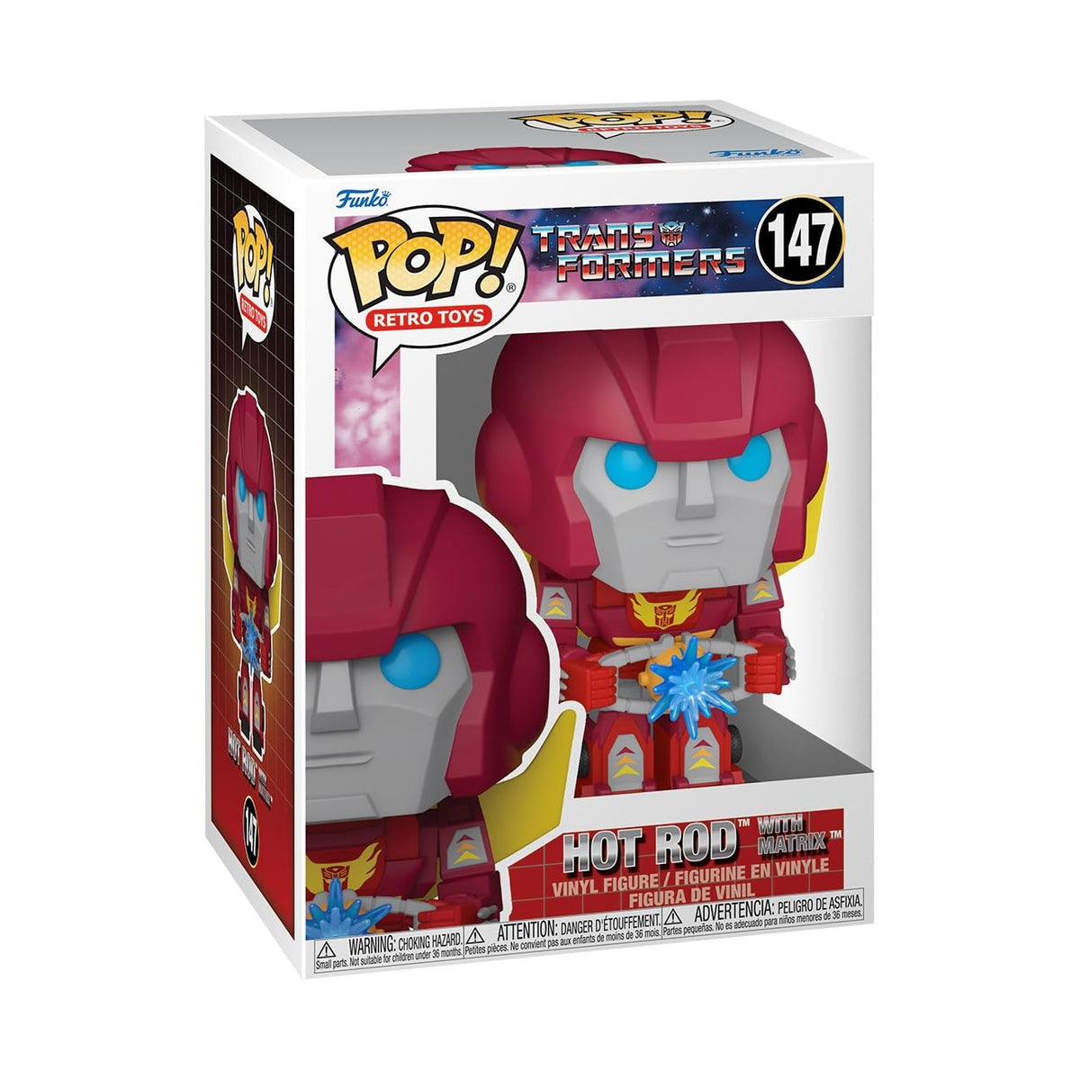 Funko Pop Transformers Hot Rod with Matrix figure for display and collection.