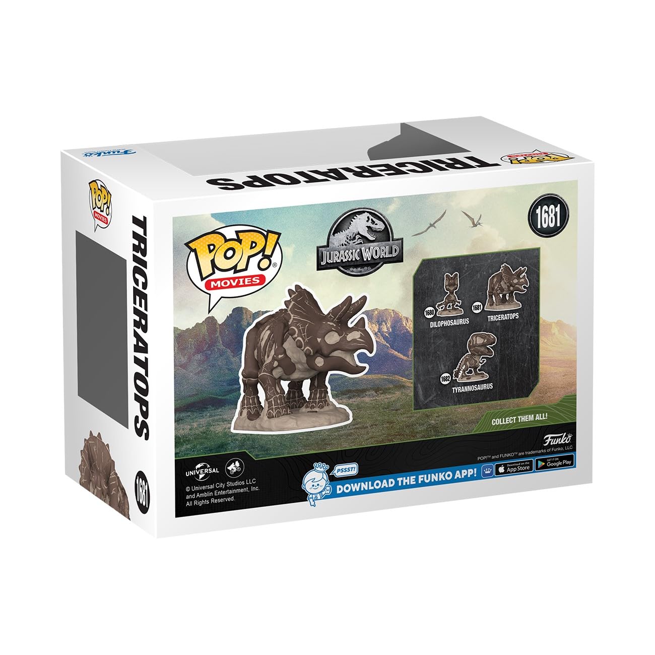 Funko Pop Triceratops vinyl texture closeup shows durable material.