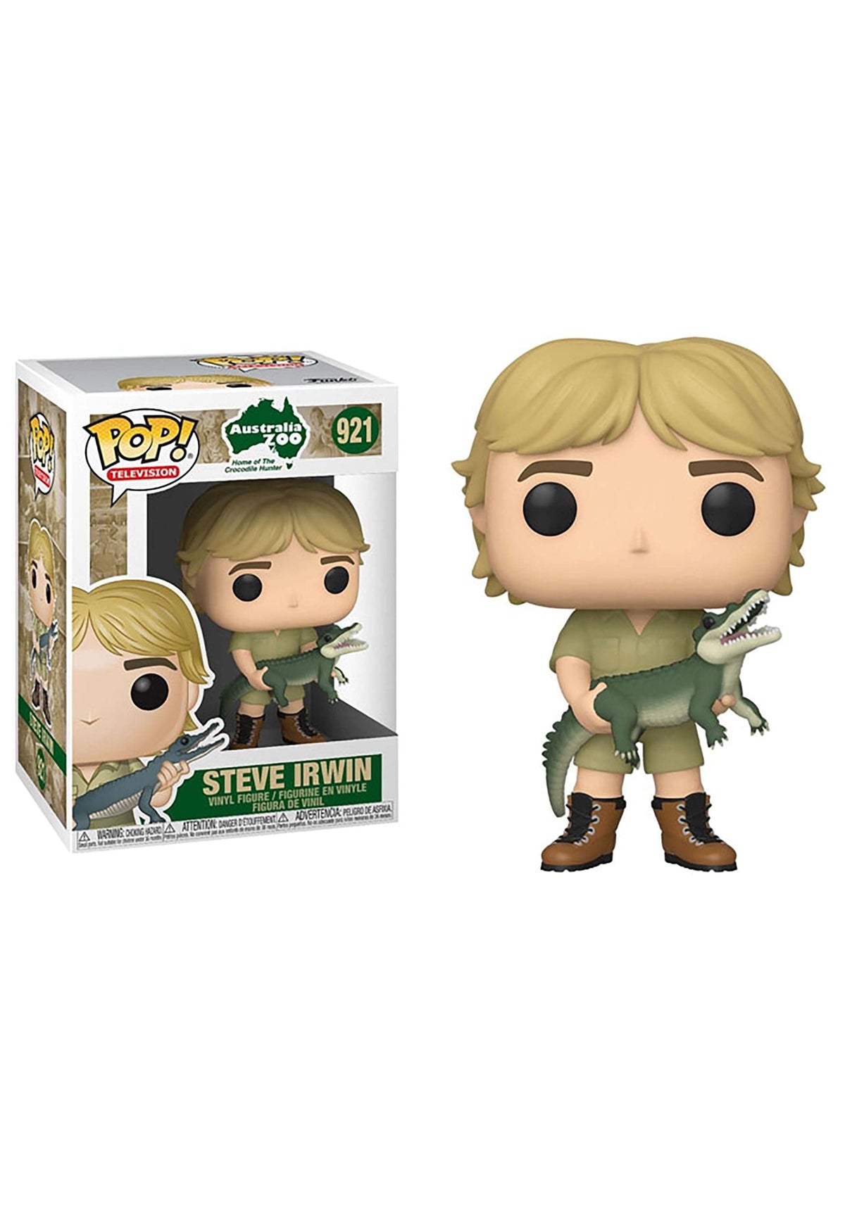 Funko Pop! Crocodile Hunter Steve Irwin figure holding a crocodile for display