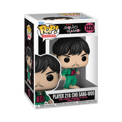 Funko Pop TV Squid Game Player 218 Cho Sang-Woo front view for display collection