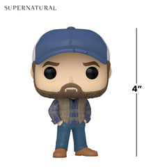 Funko Bobby Singer display setup on a desk adds collectible charm.