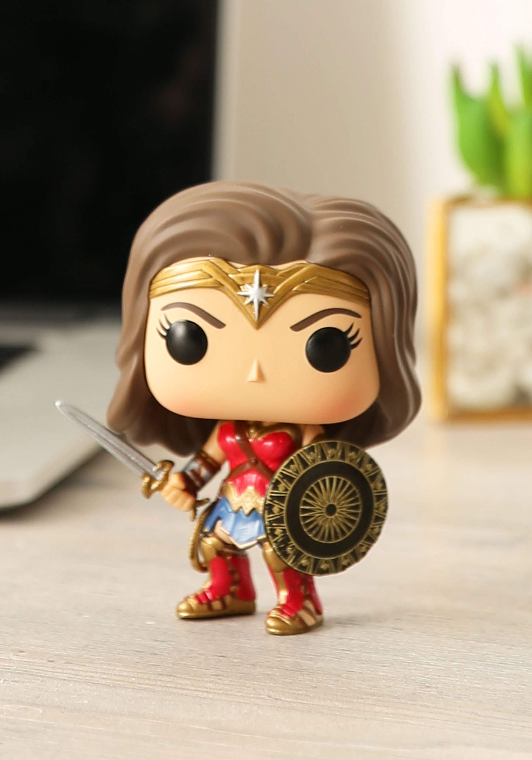 Funko POP Wonder Woman Movie figure shown in window box packaging for display
