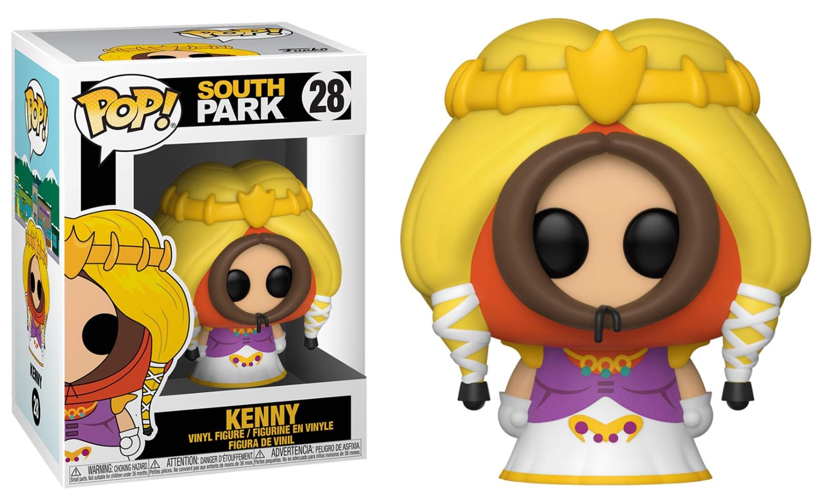 Close-up of Princess Kenny Pop detailing colors, styling, and display-ready design.