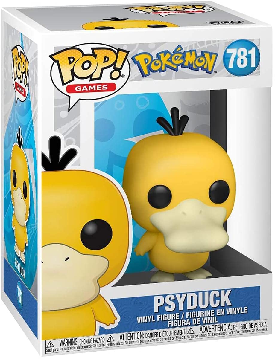Psyduck window display box showcases the collectible Funko figure for gifting or display