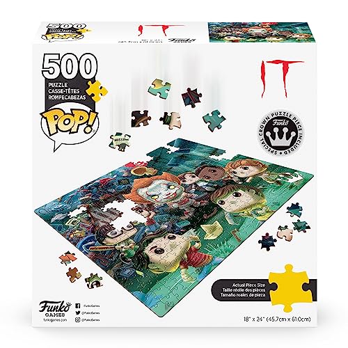 Funko Puzzle It pieces spread highlights colorful character scenes to spark creativity.