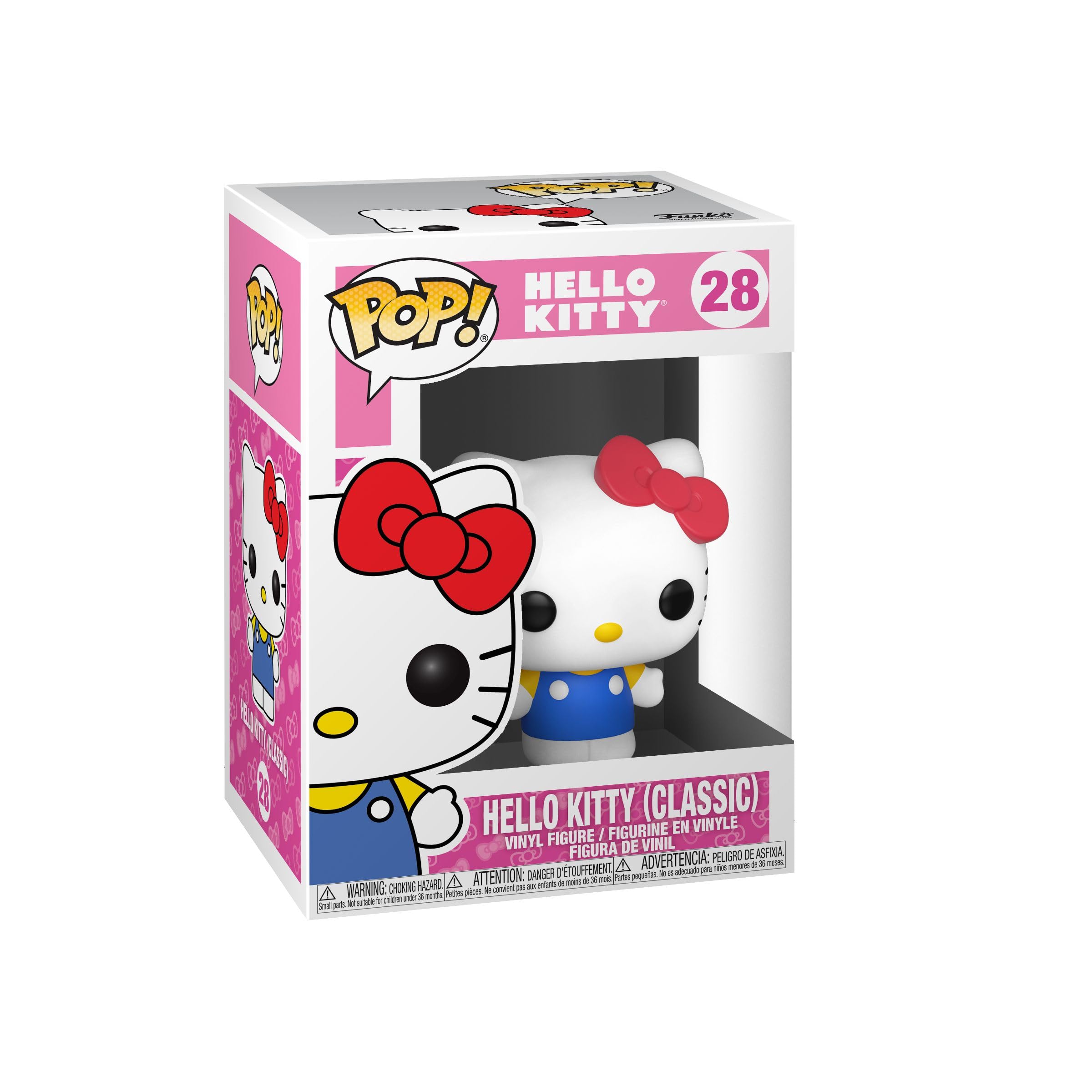Funko Pop! Sanrio Hello Kitty in blue dress with red bow, ideal for shelf display.
