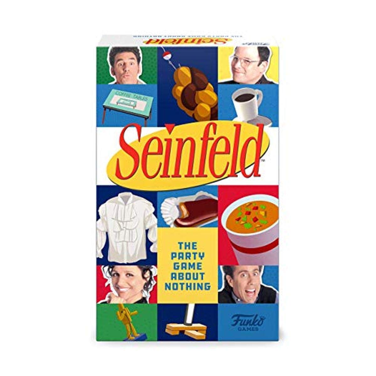 Funko Seinfeld card illustrations recalling iconic moments for trivia fun.