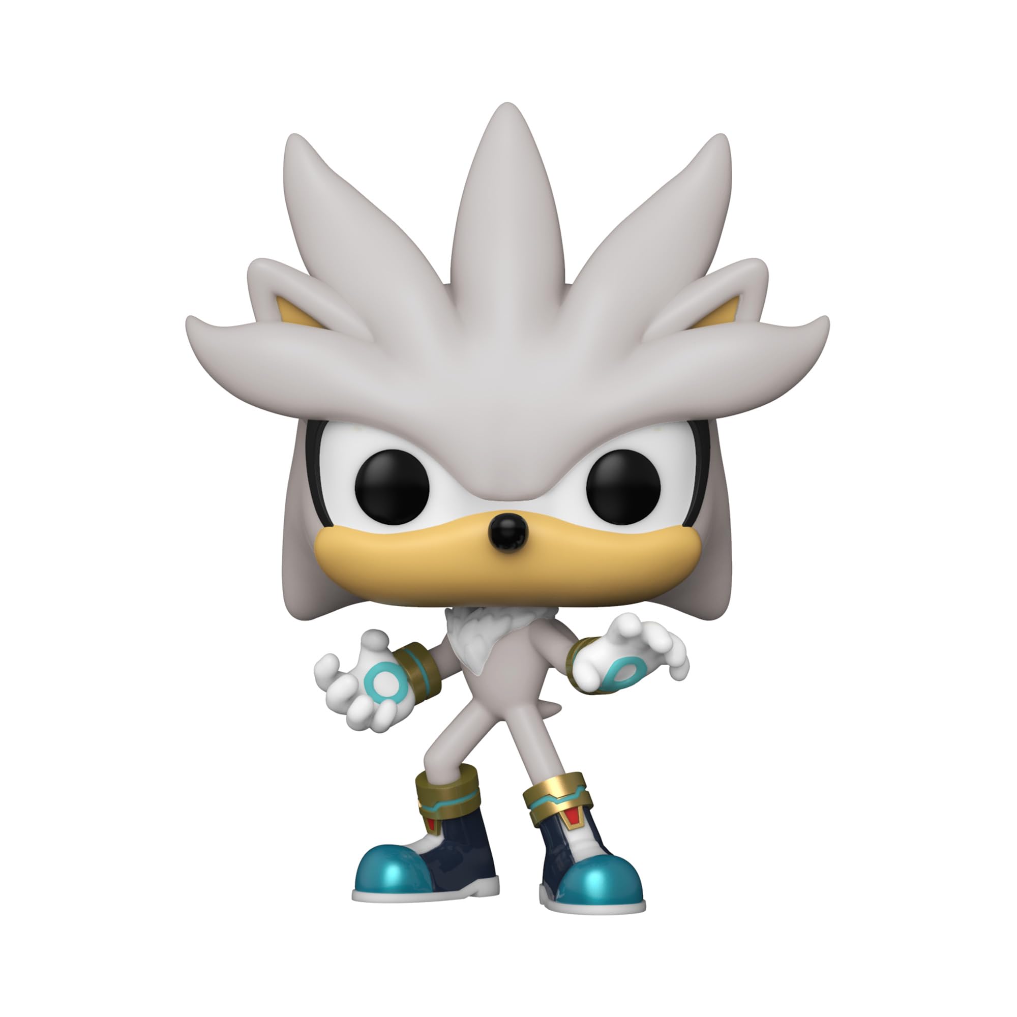 Funko Pop Sonic Silver Hedgehog figure side view for shelf display