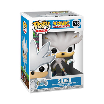 Funko Pop Sonic Silver Hedgehog figure front view for display and collection