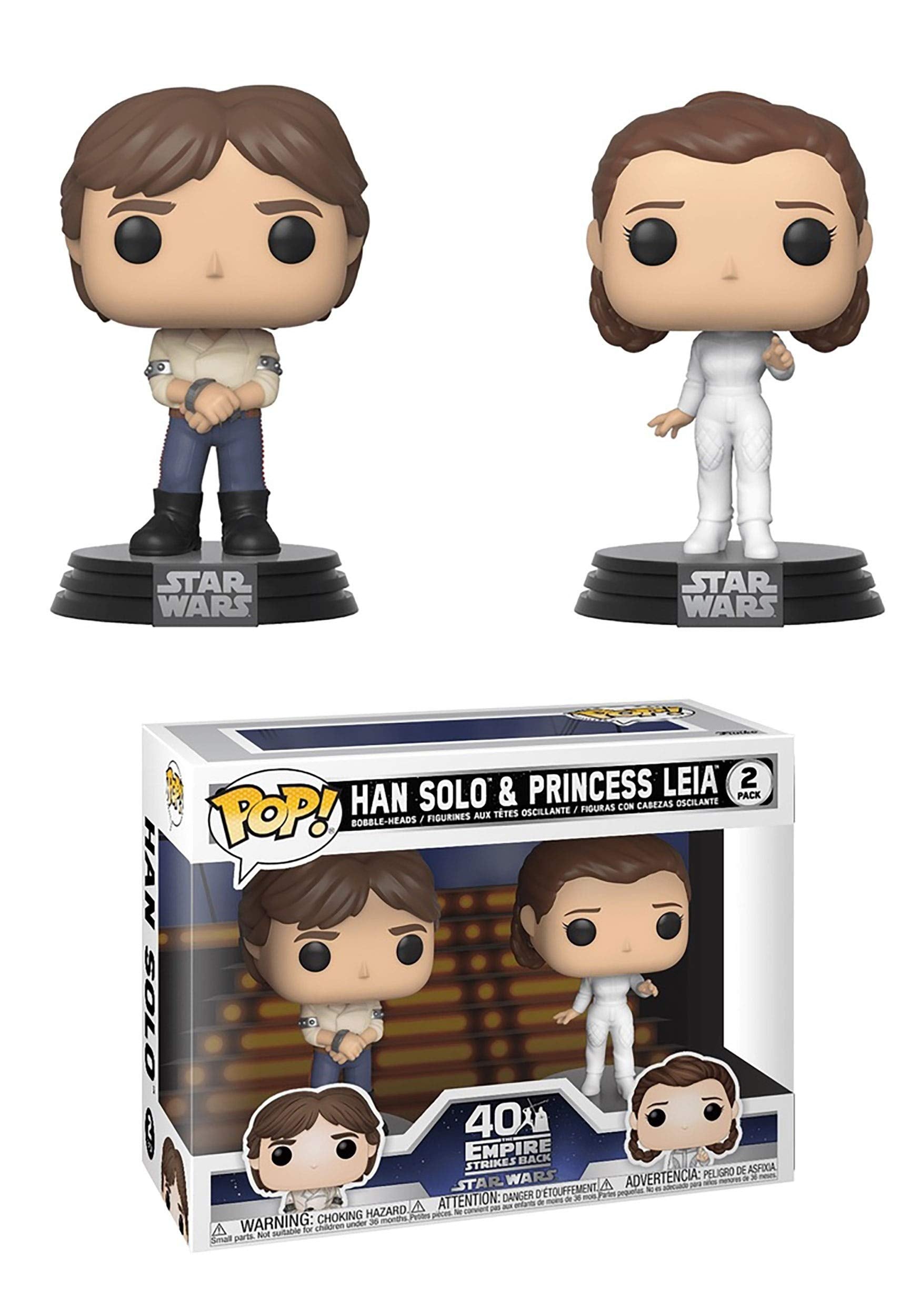 Funko Star Wars Han and Leia 2-Pack front view figure, ideal for display and collection.