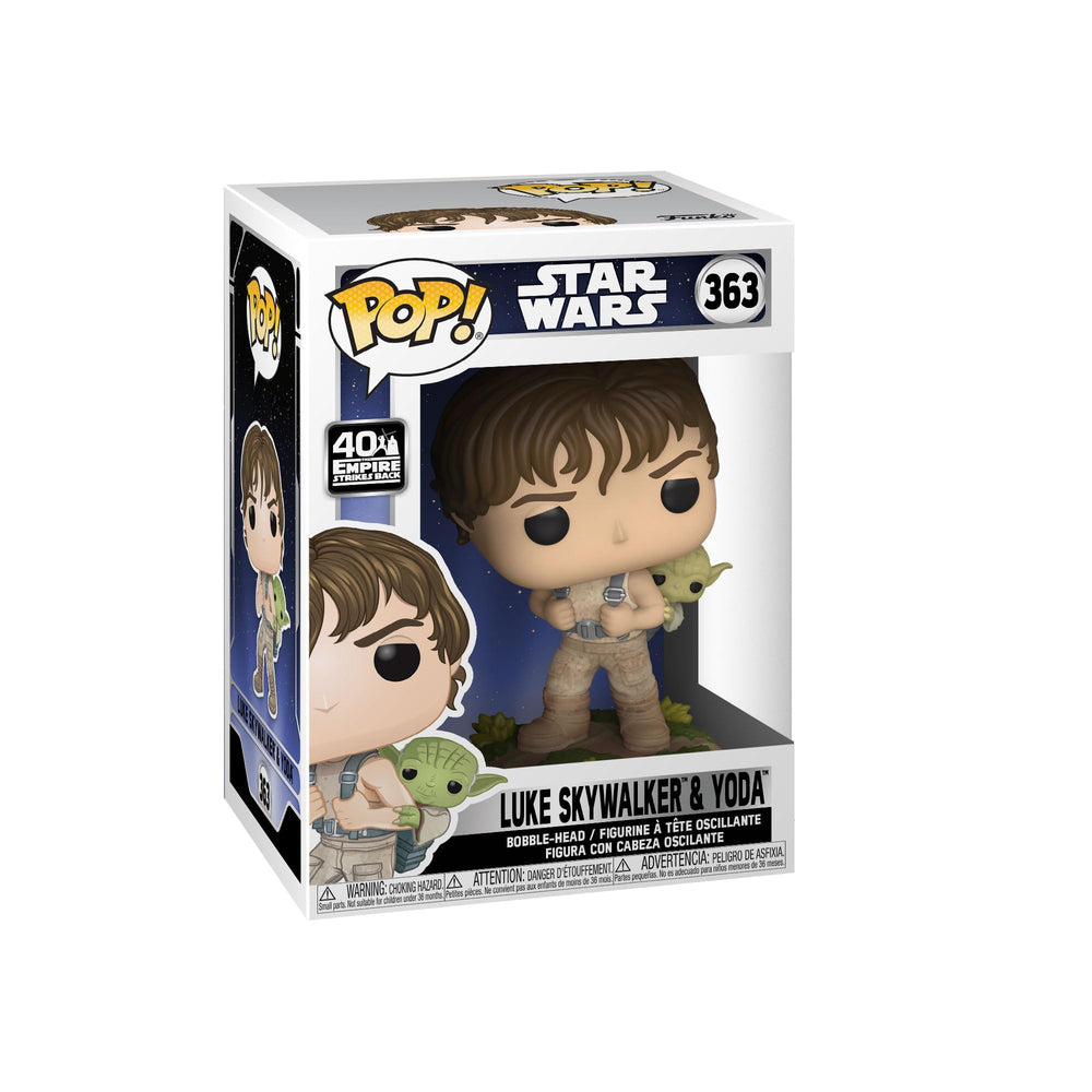 Funko Star Wars Training Luke with Yoda pop vinyl figure for display and collection.
