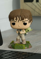 Funko Star Wars Training Luke with Yoda figure closeup for detailed features.