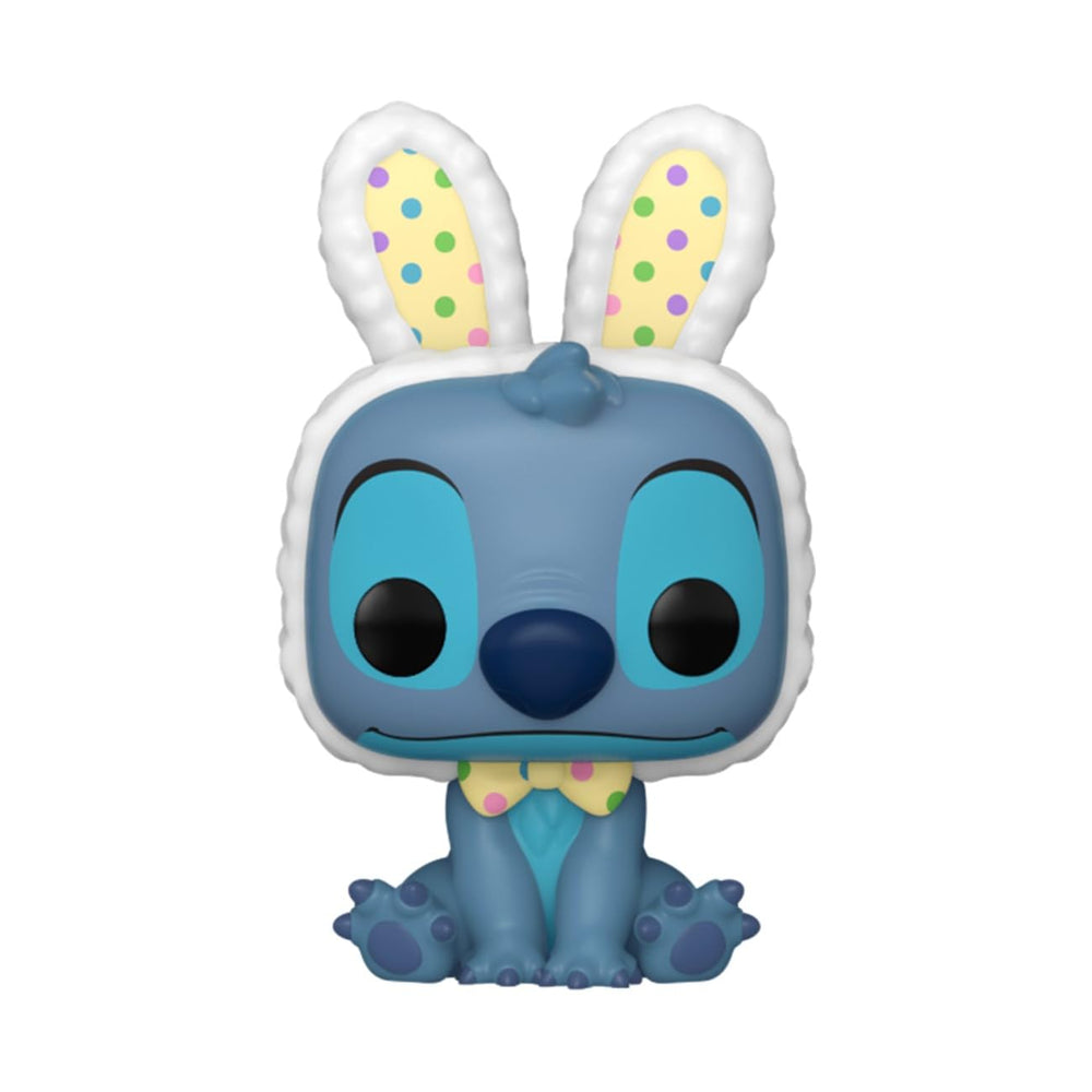 Close-up of Funko Stitch vinyl, a tiny collectible for shelves and desk décor.