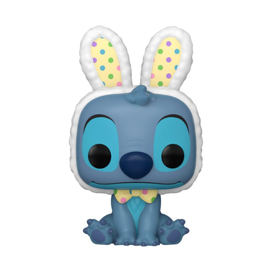 Close-up of Funko Stitch vinyl, a tiny collectible for shelves and desk décor.
