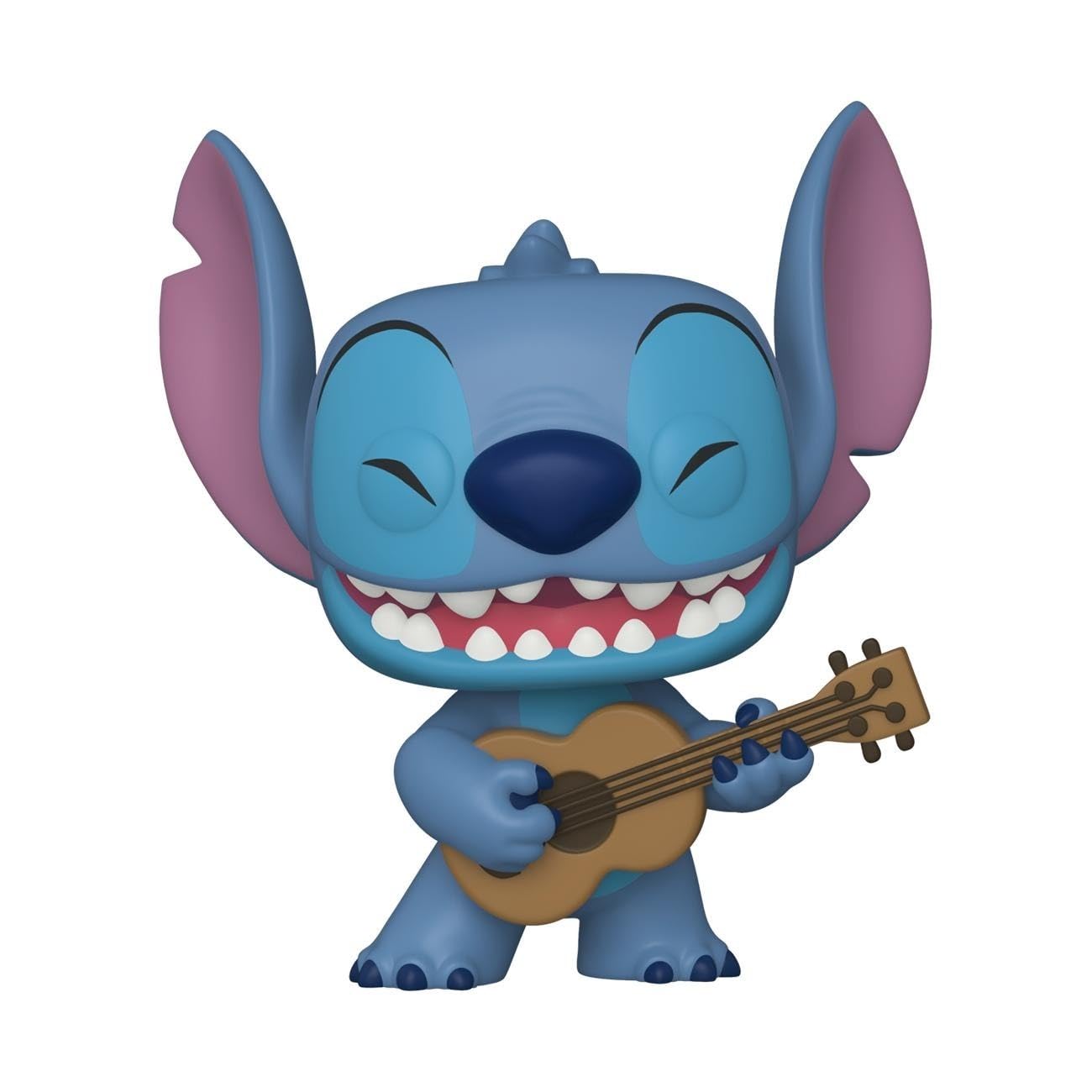 Funko Stitch ukulele front view highlighting dynamic pose for desk display