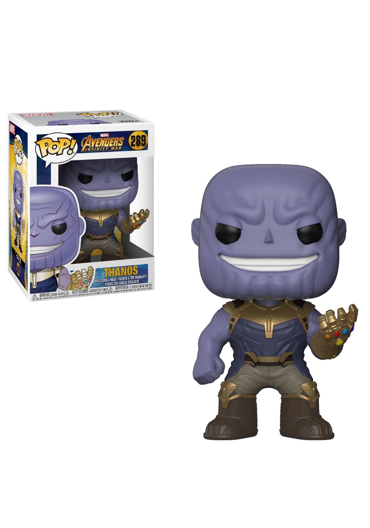 Funko Thanos Avengers Infinity War pop vinyl figure for display and collection.