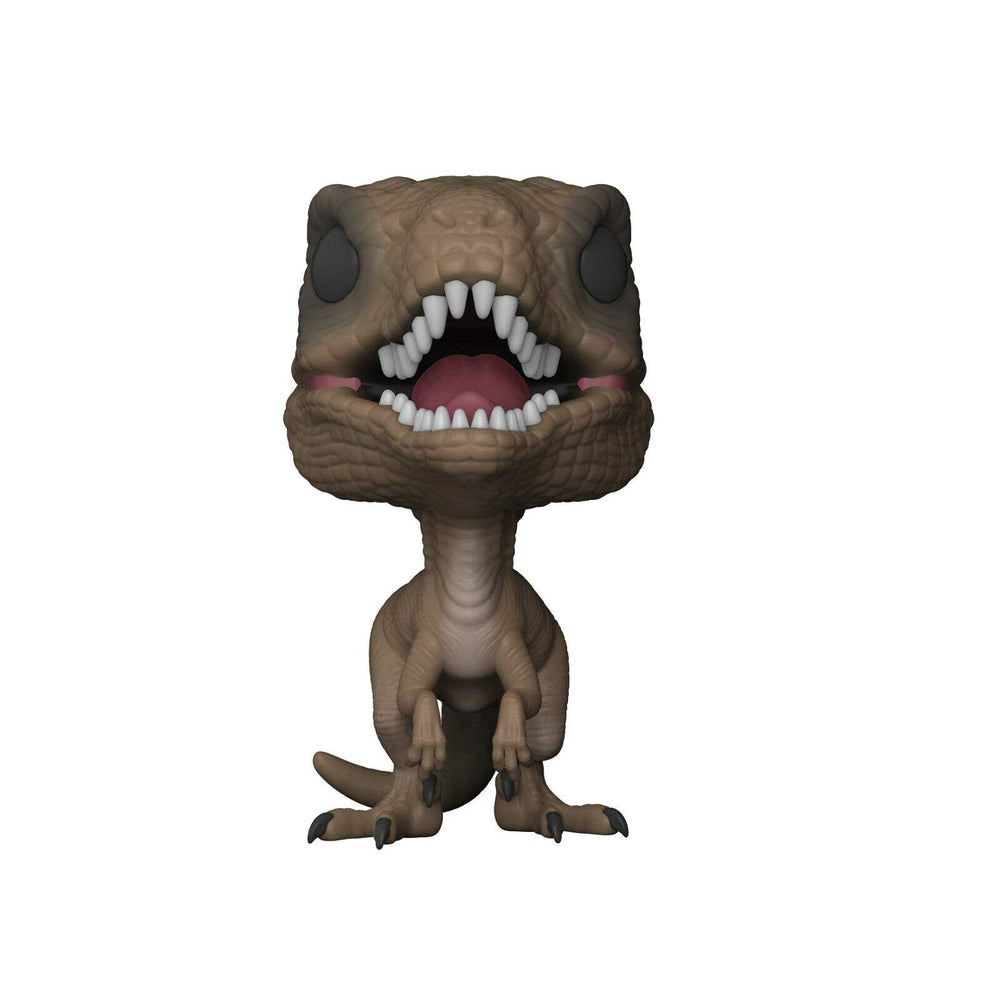 Close up of Funko Velociraptor highlighting stylized design for collectors