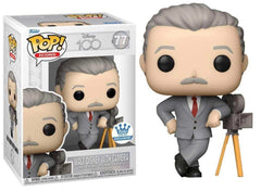 Funko Walt Disney with Camera figure beside a clear protective box for pristine display.