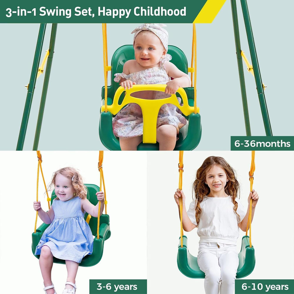 FUNLIO 3-in-1 swing adapts as children grow from 1 to 10 years old.