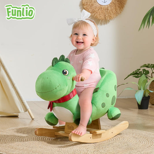 FUNLIO Dino rocking horse with soft spikes for tactile play