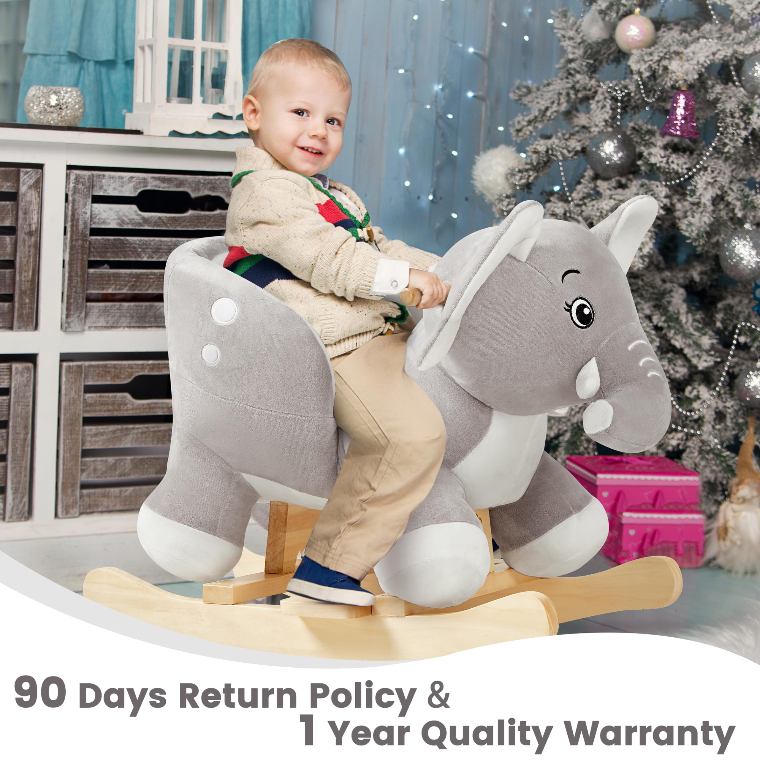 FUNLIO Elephant rocking horse easy to assemble with simple steps.