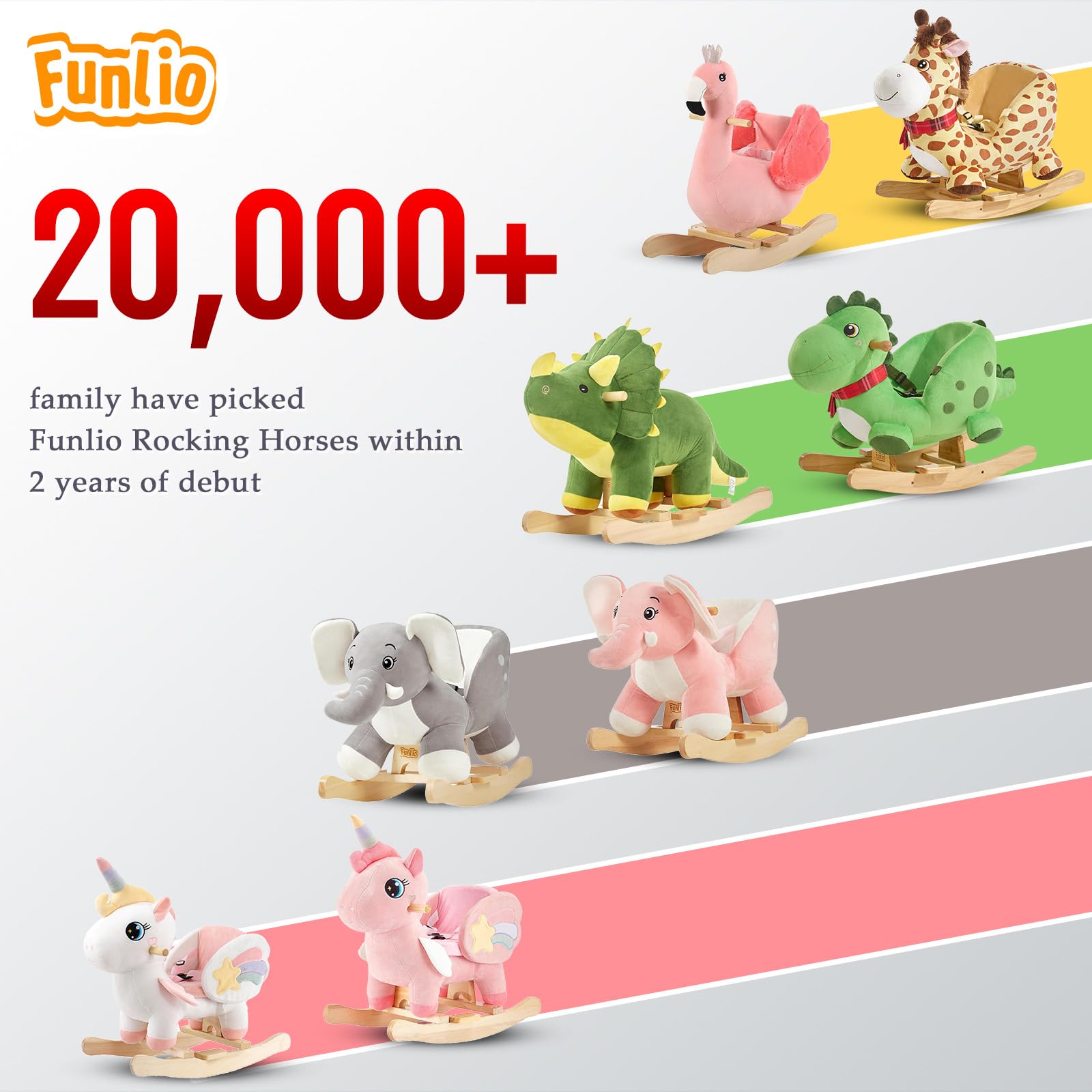 FUNLIO Elephant rocker packaging with clear assembly instructions.
