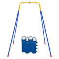 Funlio foldable swing stand assembly guide for safe backyard setup.